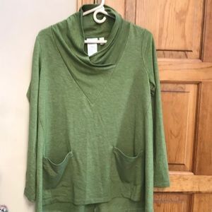 Logo by Lori Goldstein long sleeve olive green lounge wear top size small